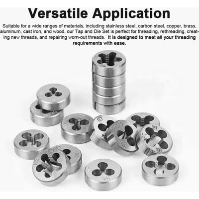 Jeu de 40 pièces de tarauds et filières Tailles métriques Taraud Taraudeur Outil de filetage manuel M3 M12 avec étui de rangement gris