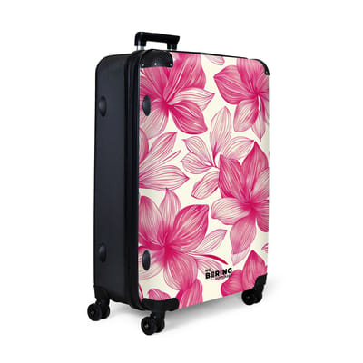 NoBoringSuitcases.com® - Koffer groot - Reiskoffer lichtgewicht - Wit met roze bloemen - Rolkoffer met 4 wielen - Grote trolley XL - 98 liter bagage