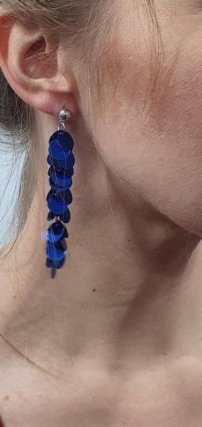 Pailletten oorbellen - Kobalt blauw/ donker blauw - Disco - Toppers 2025