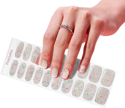 Pink Gellac UV Nagelstickers - Gellak Stickers 030 Confetti Crush - Nail Art Gel Stickers voor Nagels - 20 stuks in 10 maten