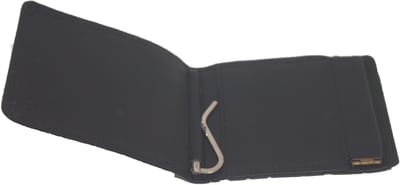 Oi zwarte leren geldklem met kleingeld beursje met knijp opening / dollarclip met klappertje / Knijpportemonneetje met clip voor biljetten / zwart leer / 247