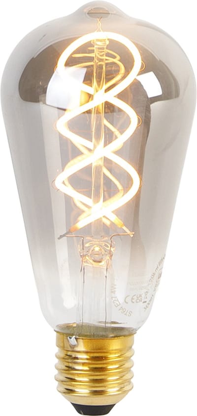 LUEDD E27 dimbare LED gedraaid filament lamp ST64 smoke 120 lm 1800K