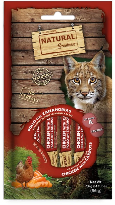 Kattensnack Natural Greatness - Romige Kip en Wortel - Hypoallergeen, 4x14gr