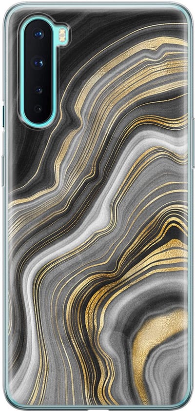 Leuke Telefoonhoesjes - Hoesje geschikt voor OnePlus Nord - Marble agate - Soft Case - TPU - Print / Illustratie - Goud
