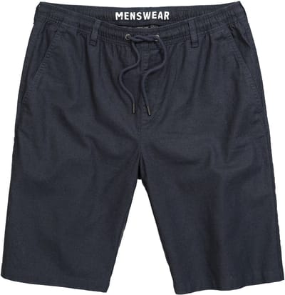 Men Plus - Heren - bermuda van linnenmix Relaxed Fit elastische tailleband - Navy blauw - Maat 3XL