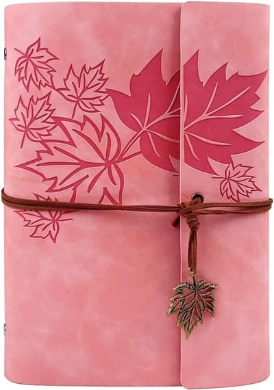 1 stuk - Planner - Notitieboek - Dagboek — 16,5*23,5 cm - Roze leren schetsboek — Klassieke spiraalbinding — Inclusief blanco kraftpapier — Vervangbare binnenpagina's — Reisdagboek — Ideaal cadeau - A5 – Roze