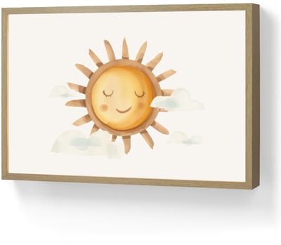 Nachtlampje 60x40 cm - Kinder lamp - Zon - Wolken - Pastel kleuren - Tafellamp kinderkamer draadloos - Slaapkamer lampje - Bedlamp kinderen - Kinderlampje - Wandlamp babykamer - Nachtlampjes