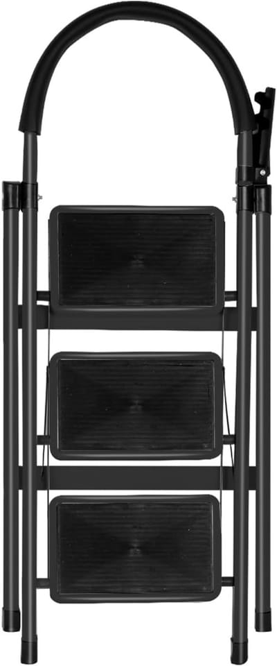 Opvouwbare Trapladder - Kleine Huishoudladder - Veilig Klussen - Compact Opvouwbaar Ontwerp - 104 x 57 x 415 cm - Zwart