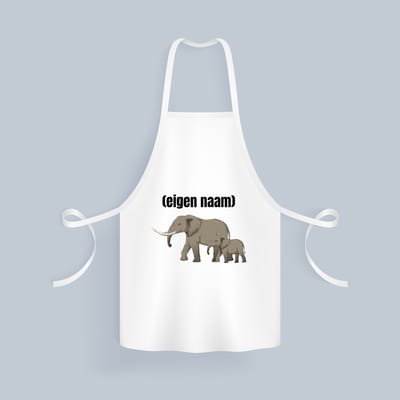 Akyol - olifant en kleine olifant met eigen naam Keukenschort - Olifant - olifanten liefhebbers - iemand die houdt van olifanten - verjaardag - cadeau - kado - 82 bij 71 cm