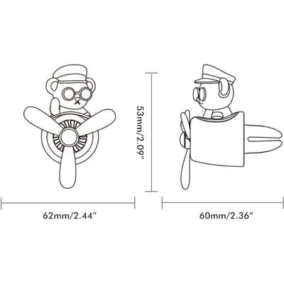 Auto Luchtverfrisser Cartoon Schattige Beer Eend Piloot Automotive Luchtuitlaat Ventilator Roterende Propeller Auto gray