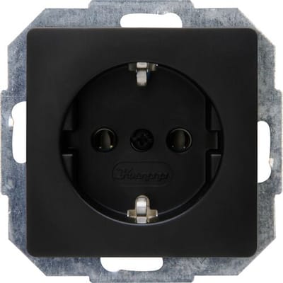 KOPP - Wandcontactdoos - Paris HK05 - Inbouw - 1-voudig Enkel Stopcontact - Randaarde - Mat Zwart