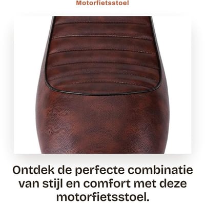 Dailygoods- Motorfietsstoel PU-leer - Vintage - Café Racer - Vlakke Zitting - Montagebeugels - Gloednieuw, Lichtgewicht - Motorzadel