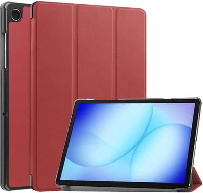 Hoesje - Geschikt voor Samsung Galaxy Tab A11 Plus / A9 Plus - Dun & Stevig - Hardcover Book Case - Trifold Bookcase Hoes - Hard Cover - Tablethoes - Donkerrood