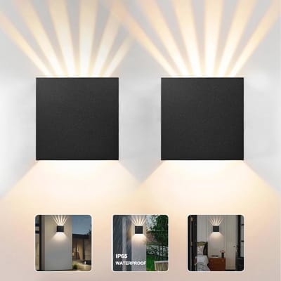 Buitenwandlampen Set van 2 - IP65 Waterdichte LED Wandlampen voor Hal, Pad en Veranda - Warm Wit