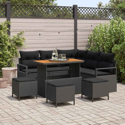 vidaXL - Tuinbank - Set - 9 - st - 8-Aantal - zitplaatsen - Zwart
