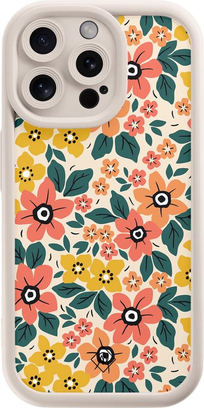 Casimoda® hoesje - Geschikt voor iPhone 15 Pro Max - Blossom - Effen telefoonhoesje met lensbescherming - Siliconen/TPU - Backcover - Bruin/beige