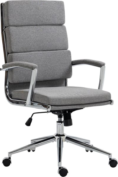 CLP Cleveland Bureaustoel - Ergonomisch - Voor volwassenen - Met schommelfunctie - Met verchroomd frame - grijs Stof