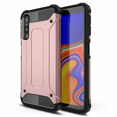 Ntech Hoesje Geschikt Voor Samsung Galaxy A7 2018 Hybrid Armor Hoesje - Rose Goud