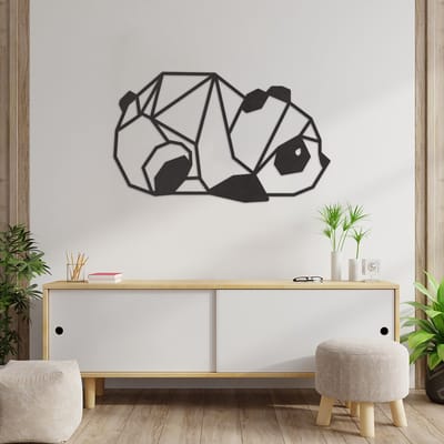 Geometrische Wanddecoratie Panda - Geometrische Muurdecoratie Panda - Geometrische Panda - Muurdecoratie Hout - Wanddecoratie Hout - Muurdecoratie Woonkamer - Wanddecoratie Woonkamer - Wanddecoratie Industrieel - Wanddecoratie Dieren - 89 x 53.5 cm