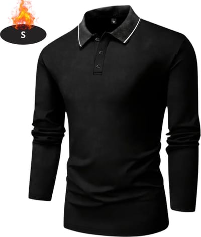 Bovista Poloshirt Heren - T-Shirt Heren - Shirt - Overhemd - Polo Shirt Lange Mouwen - Zwart - S
