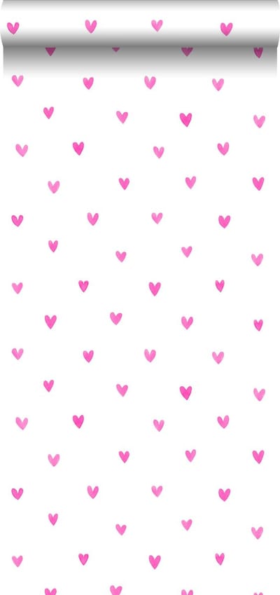 Walls4You behang confetti hartjes roze en wit - 935292 - 0,53 x 10,05 m