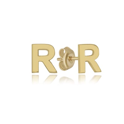 Letter R Gold Plated Initial Oorknoppen Zilveren (zilvergehalte 925 Sterling) (goudkleurig)