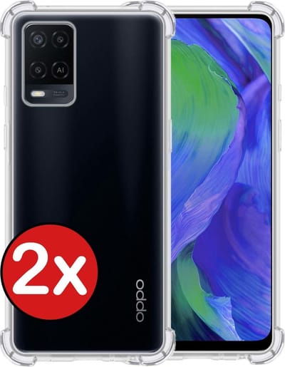 Hoesje - 2 Stuks - Geschikt voor OPPO A54 - Sterk & Shockproof - Back Cover - Siliconen Case - Telefoon Hoes Shock Proof - Telefoonhoes - Transparant