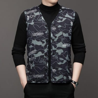 Verdikt Kort Herfst en Winter Nieuw Middenleeftijd en Ouderen Katoenen Gilet Fluwelen Gilet Grote Maat Gilet 4XL black