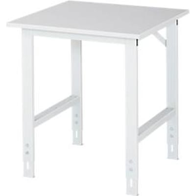 Rau ESD-werktafel Tom, handmatig in hoogte verstelbaar, 28 mm spaanplaat met melamine coating, tot 500 kg, B 750 x D 800 x H 760-1080 mm, lichtgrijs