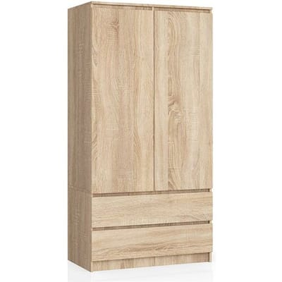 Kleidingkast S90 met 2 Deuren en 2 Lades / AKORD Furniture Factory / Sonoma Eik / 90 x 180 x 51 cm