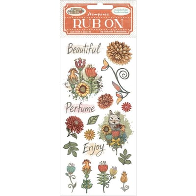 Stamperia - Furry Friends Rub-On 4x8,5 Inch Flowers (DFLRB200)