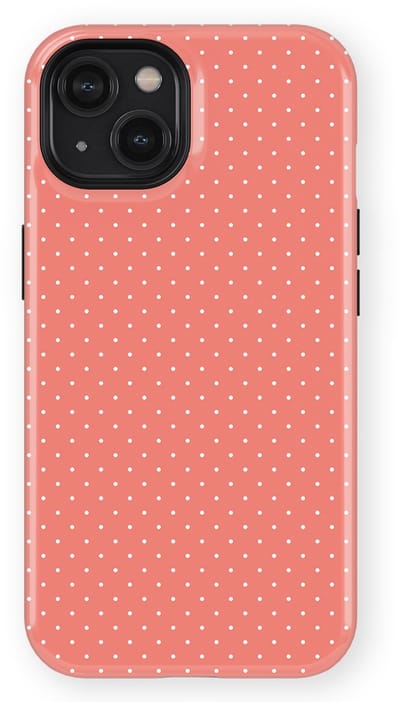 Micro Dots Tough Hoesje geschikt voor iPhone 14 | Geschikt Voor Mag | Stippen Motief Backcover geschikt voor iPhone 14 Soft Coral