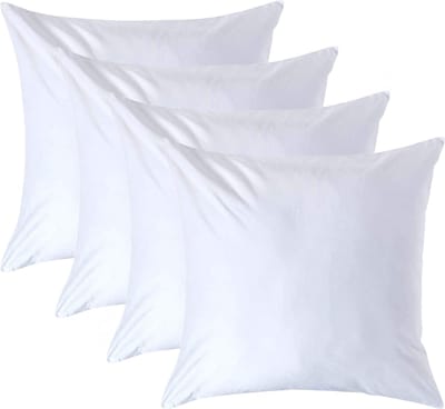 Homescapes Luxe Satijn Kussensloop 60x60 cm – Wit – Set van 4 – 100% Egyptisch Katoen Satijn – Draaddichtheid 1000
