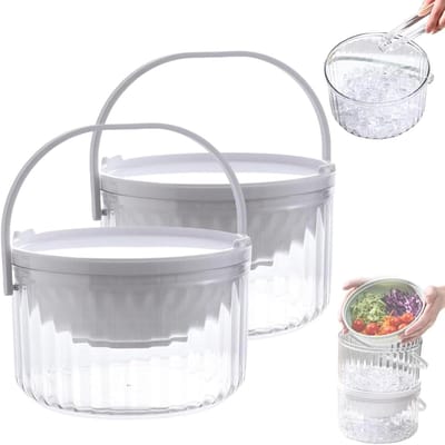 Saladekom met Koeler - Dip Kom - Koud Eten Serveren - Met IJs Compartiment - 18 x 20 cm - Wit