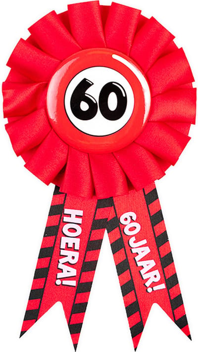 Paperdream 60 jaar rozet - leeftijd badge - 60e verjaardag - rood - feestartikelen