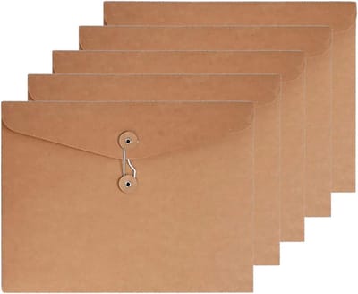 Kraft String Envelope Folder voor Documenten, Projecten en Bestanden - A4 Formaat, Bruin