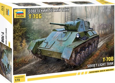Zvezda Modelbouwpakket Militaire voertuigen - 5078 Soviet Lichte Tank T-70 Plastic - 1:72 - Modelbouw