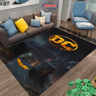 Klassiek DC Batman Logo Groot Oppervlak Tapijt voor Woonkamer Cartoon Kinderkamer Sofa Deurmat Vloerkleed, Antislip Decor Mat 40x60cm (16x24in)