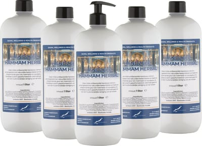 Handzeep Hammam Herbal 1 liter - met gratis pomp - set van 5 stuks - Voordeelverpakking