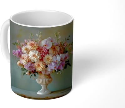 Mok - Koffiemok - Orchidee - Boeket - Vaas - Bloemen - Mokken - 350 ML - Beker - Koffiemokken - Theemok