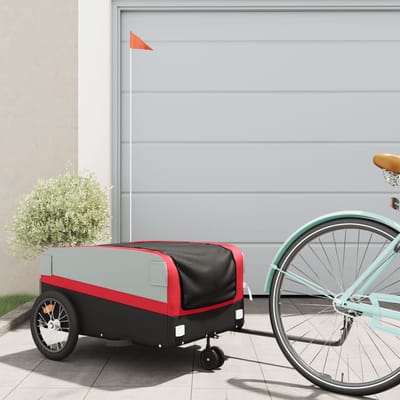 vidaXL - Fietstrailer - 45 - kg - ijzer - zwart - en - rood