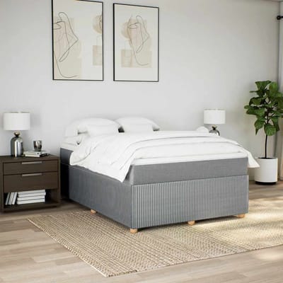 vidaXL - Boxspring - met - matras - stof - lichtgrijs - 140x190 - cm