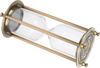 Glazen Zandloper - Zanddecoratie Tijd - Tijd Meten - Elegante Legering Basis - 21 cm Hoog - Transparant