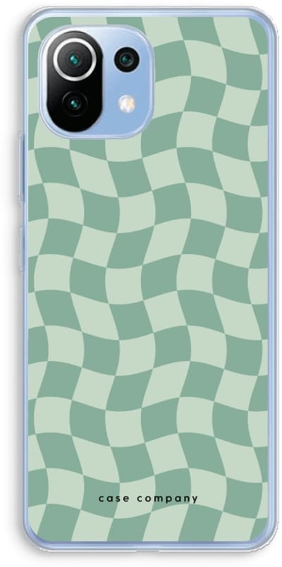 Case Company® - Hoesje geschikt voor Xiaomi Mi 11 Lite hoesje - Grid Groen - Soft Cover Telefoonhoesje - Bescherming aan alle Kanten en Schermrand
