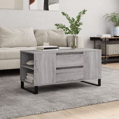 vidaXL - Salontafel - 102x44,5x50 - cm - bewerkt - hout - grijs - sonoma - eikenkleur