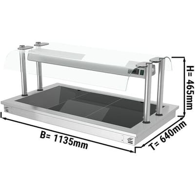 GGM Gastro Einbau Warmhalteplatte - 1000mm - 3x GN 1/1 - 1,35 kW - mit Glas-Hustenschutz Zilver