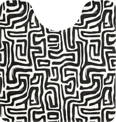 WC mat met uitsparing 55x60 cm - Antislip - Grafisch - Lijnen - Zwart - Wit - Toiletmat met uitsnijding - Vloermat - Douchemat - Toilet tapijt - Toiletmatten