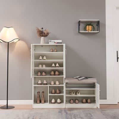 Schoenenkast Løten 120x120x37 cm wit [en.casa]