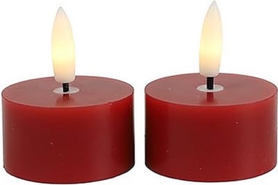 Led Theelicht - dia. 4 CM / Hoogte 5.20 cm - LED Lyon set van 2 - Kleur Rood Rustiek