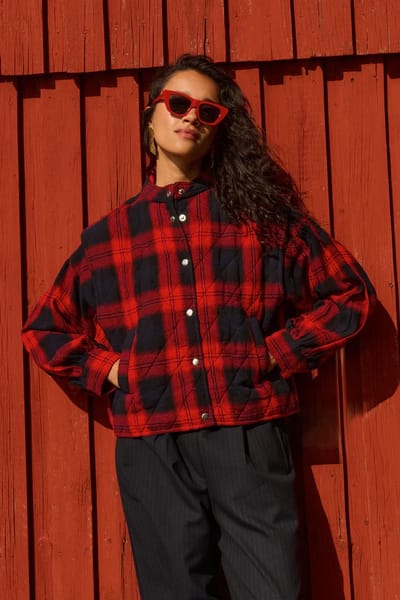 By-Bar Mave Red Check Sleeveless Jacket Poppy Check Größe: S | Cropped-Jacken Outlet | Damen | Rot